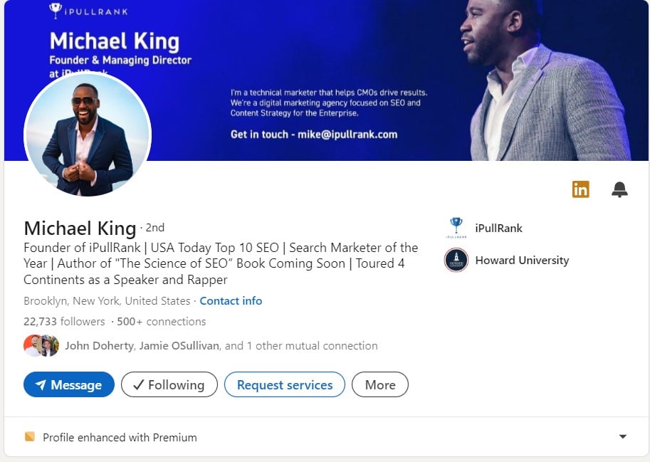 Michael King LinkedIn profile