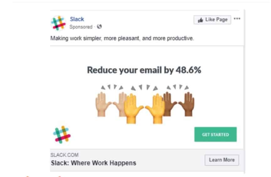 slack paid ad on Facebook