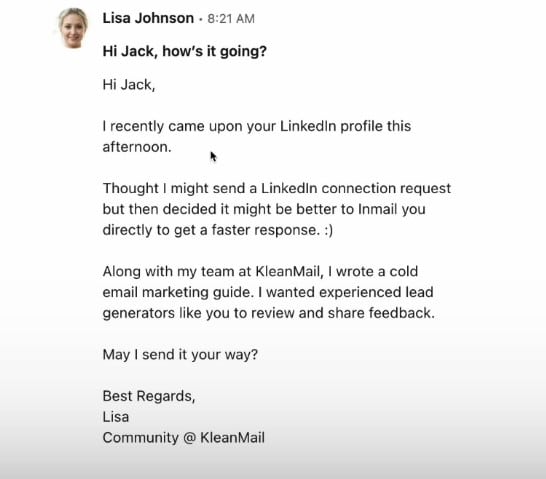 LinkedIn Inmail example 1