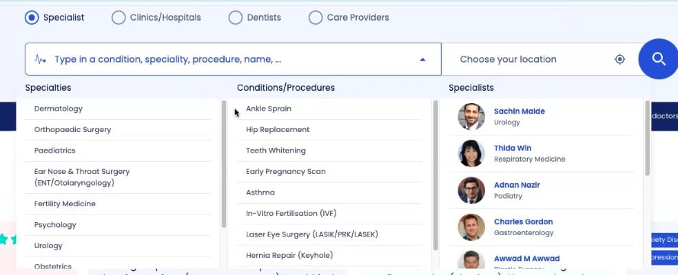 Doctify Database screenshot example