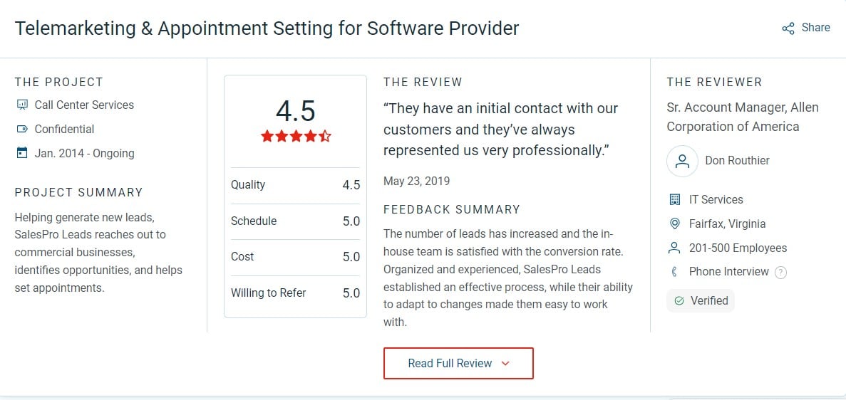 Salespro leads reviews