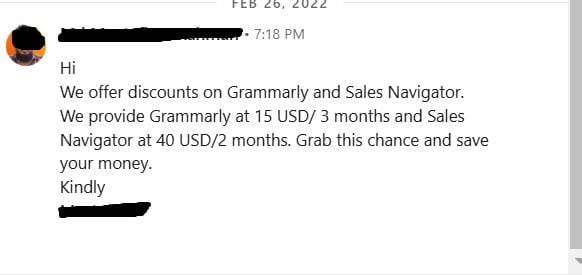 Generic Linkedin outreach message