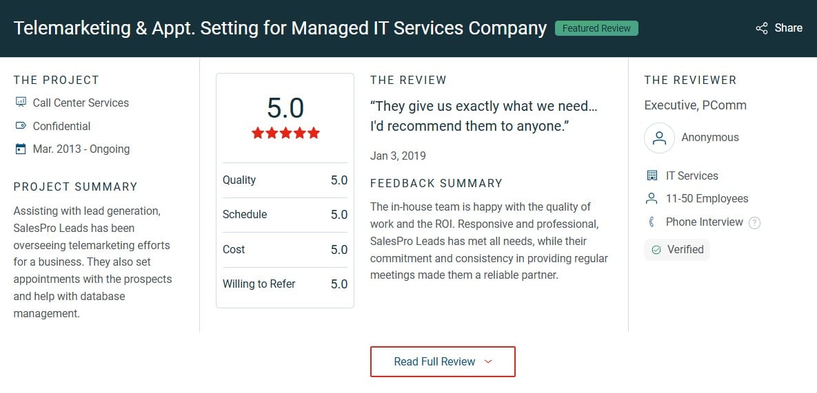 Salespro leads review