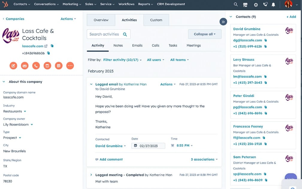 HubSpot's free tracking tool dashboard